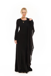 CASHMERE MAXI FITTED DRESS BLACK