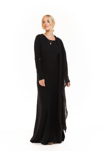 CASHMERE MAXI FITTED DRESS BLACK