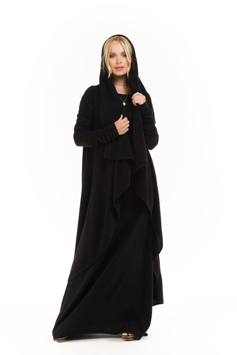 CASHMERE MAXI FITTED DRESS BLACK