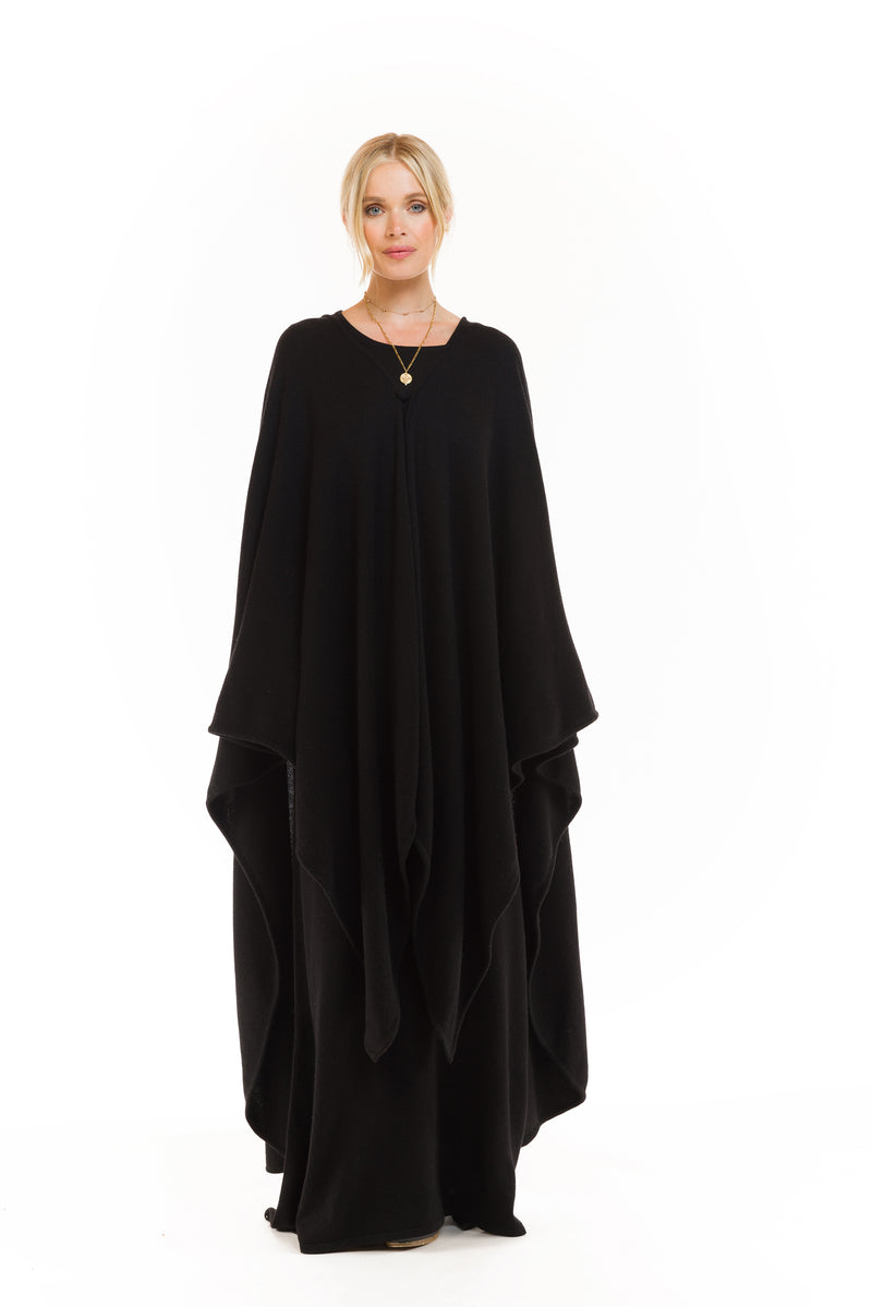 CASHMERE MAXI FITTED DRESS BLACK