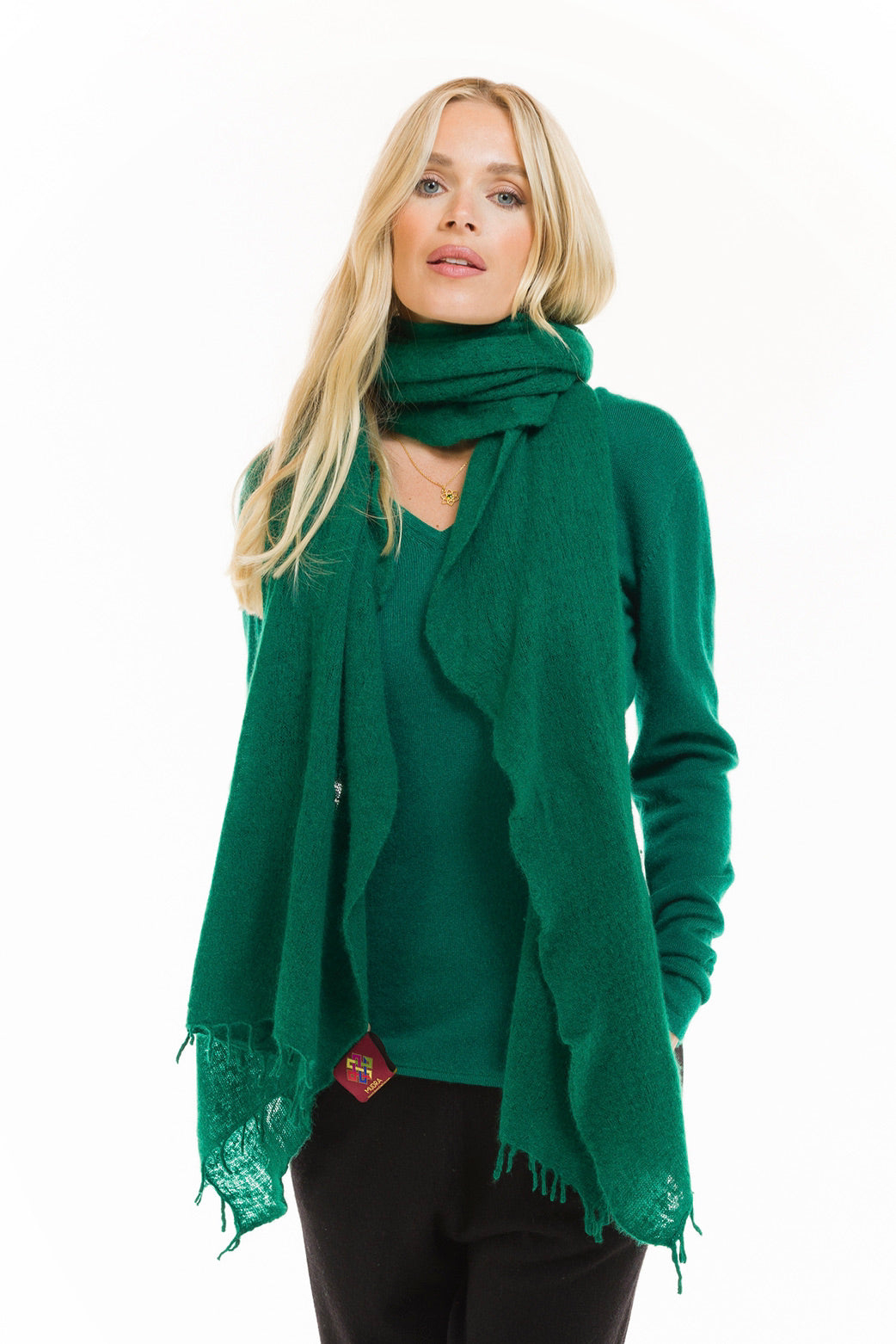 CASHMERE V-NECK TOP EMERALD GREEN