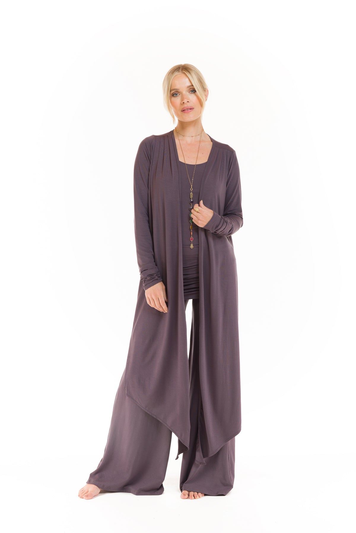 BAMBOO PALAZZO PANTS CHARCOAL