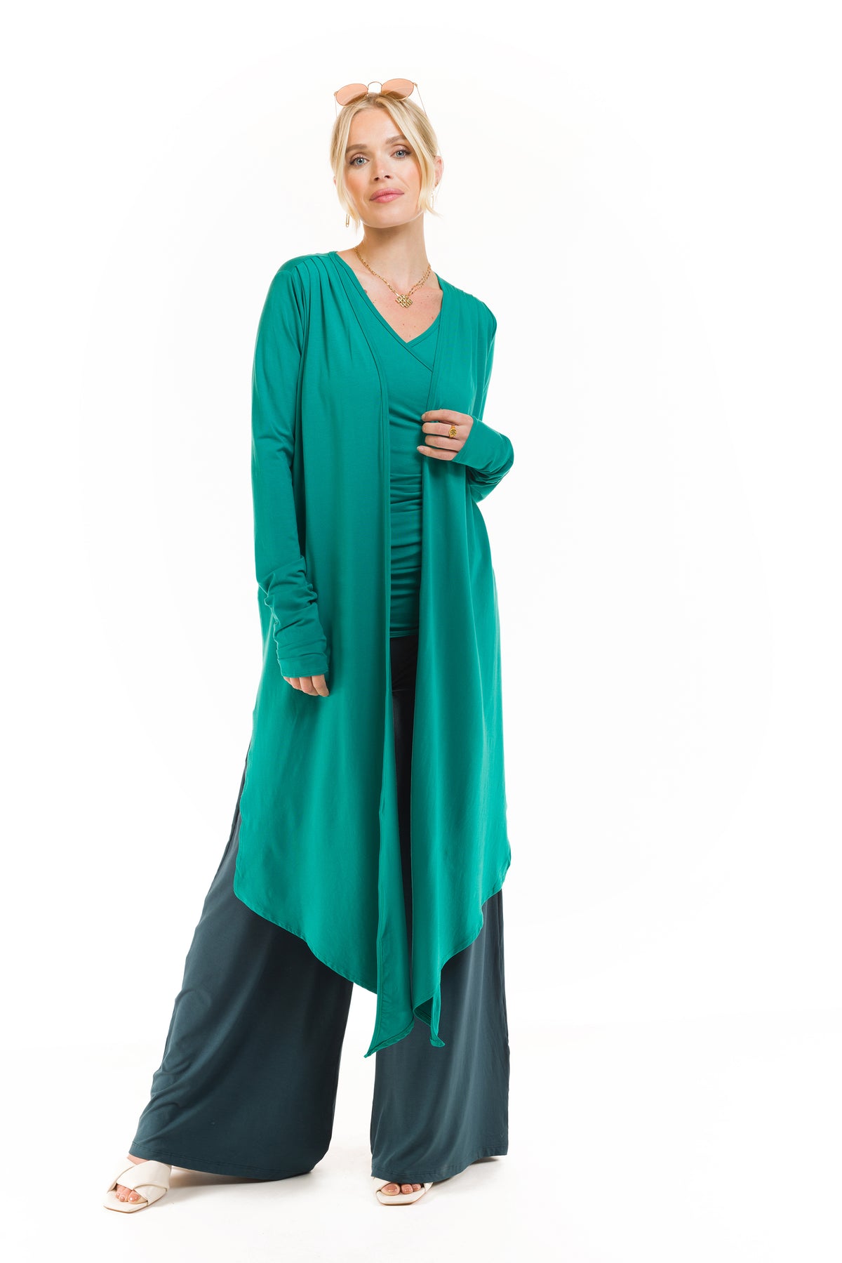 BAMBOO PALAZZO PANTS OCEAN GREEN