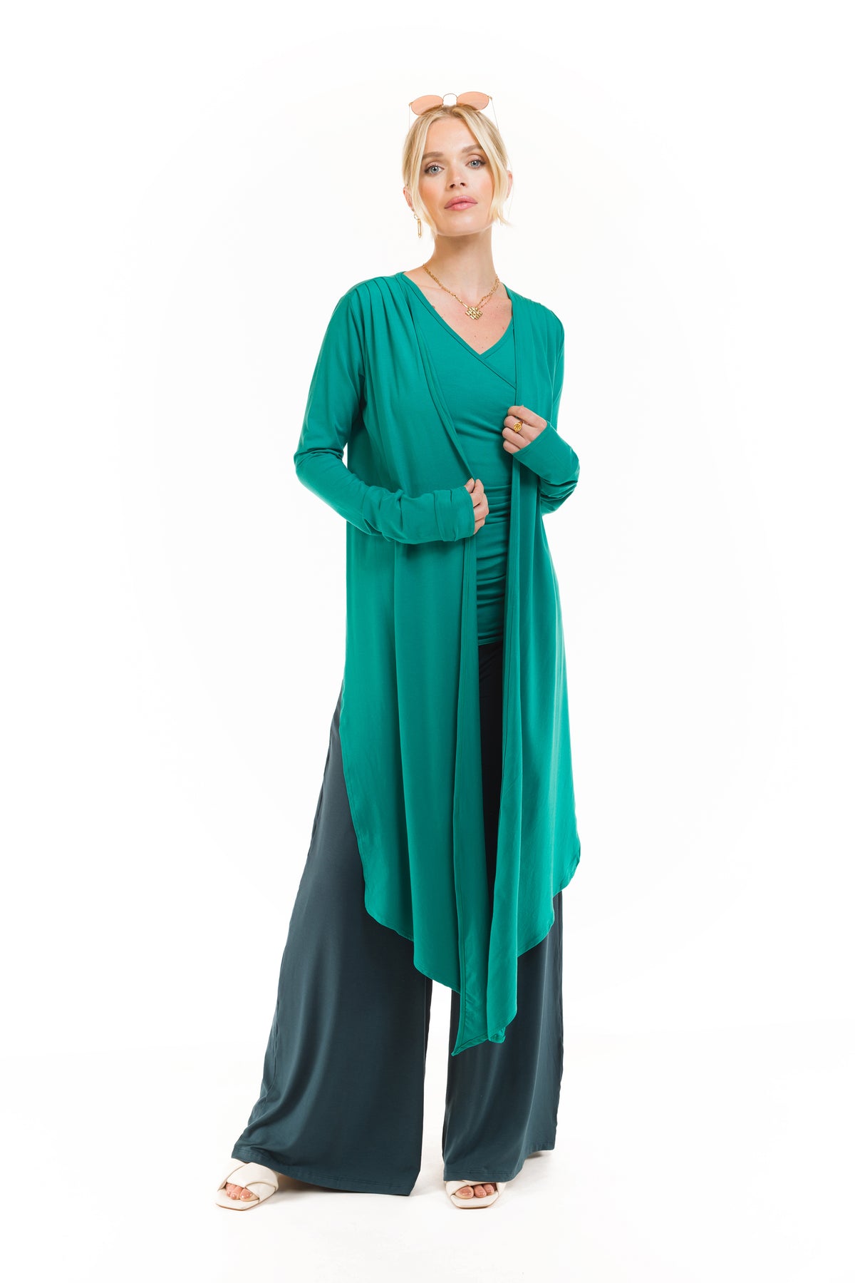 BAMBOO PALAZZO PANTS OCEAN GREEN