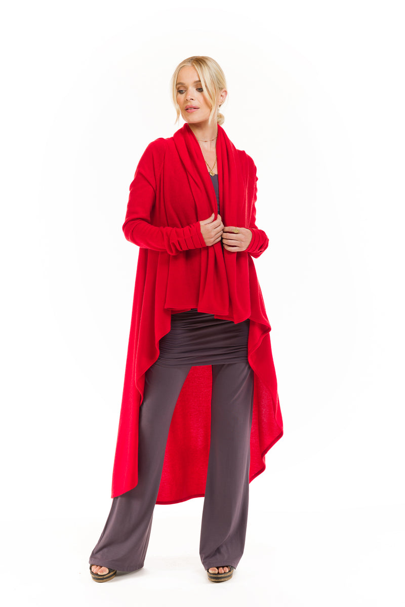 CASHMERE WATERFALL JACKET RED