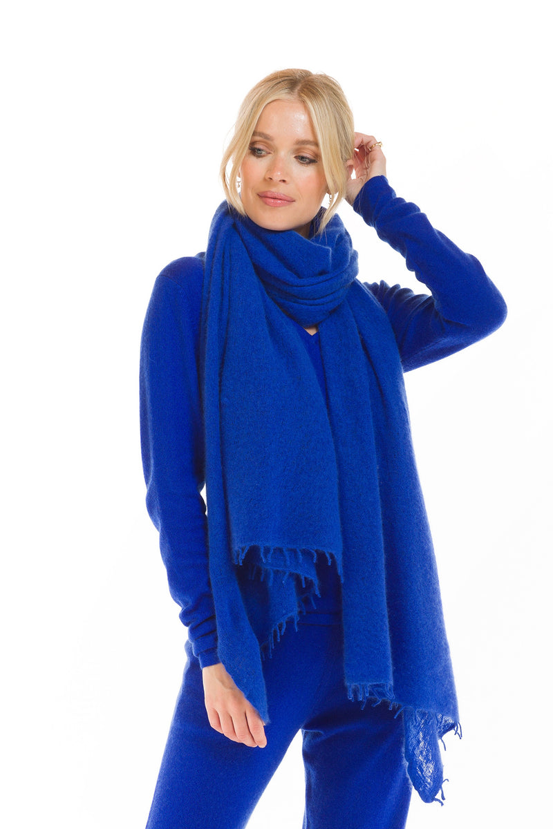 CASHMERE FELTED SCARF ROYAL BLUE