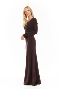 CASHMERE MAXI FITTED DRESS BROWN