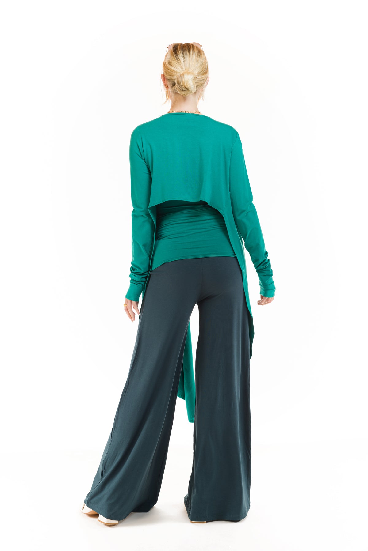 BAMBOO PALAZZO PANTS OCEAN GREEN