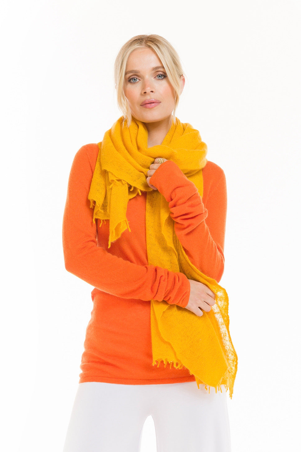 CASHMERE FELTED SCARF TIBETAN YELLOW