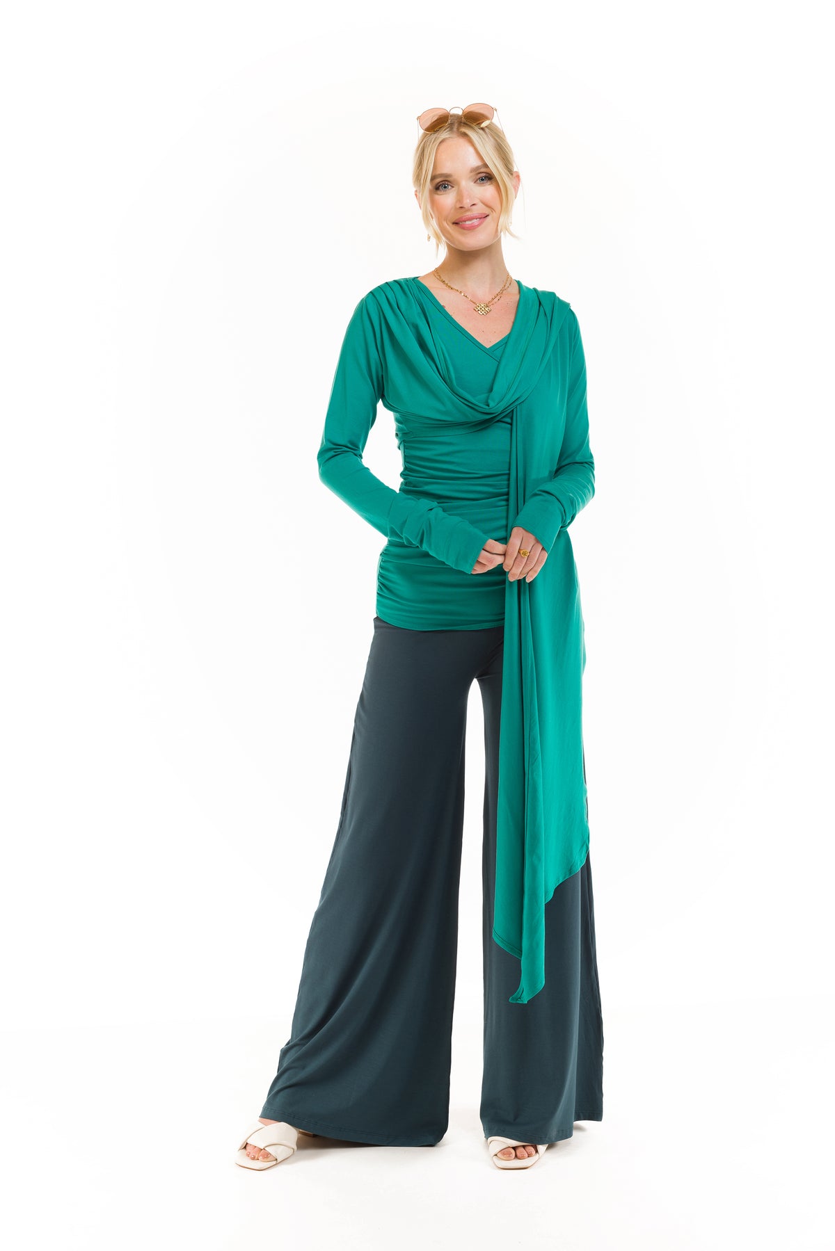 PALAZZO PANTS OCEAN GREEN