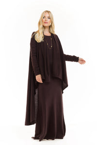 CASHMERE MAXI FITTED DRESS BROWN