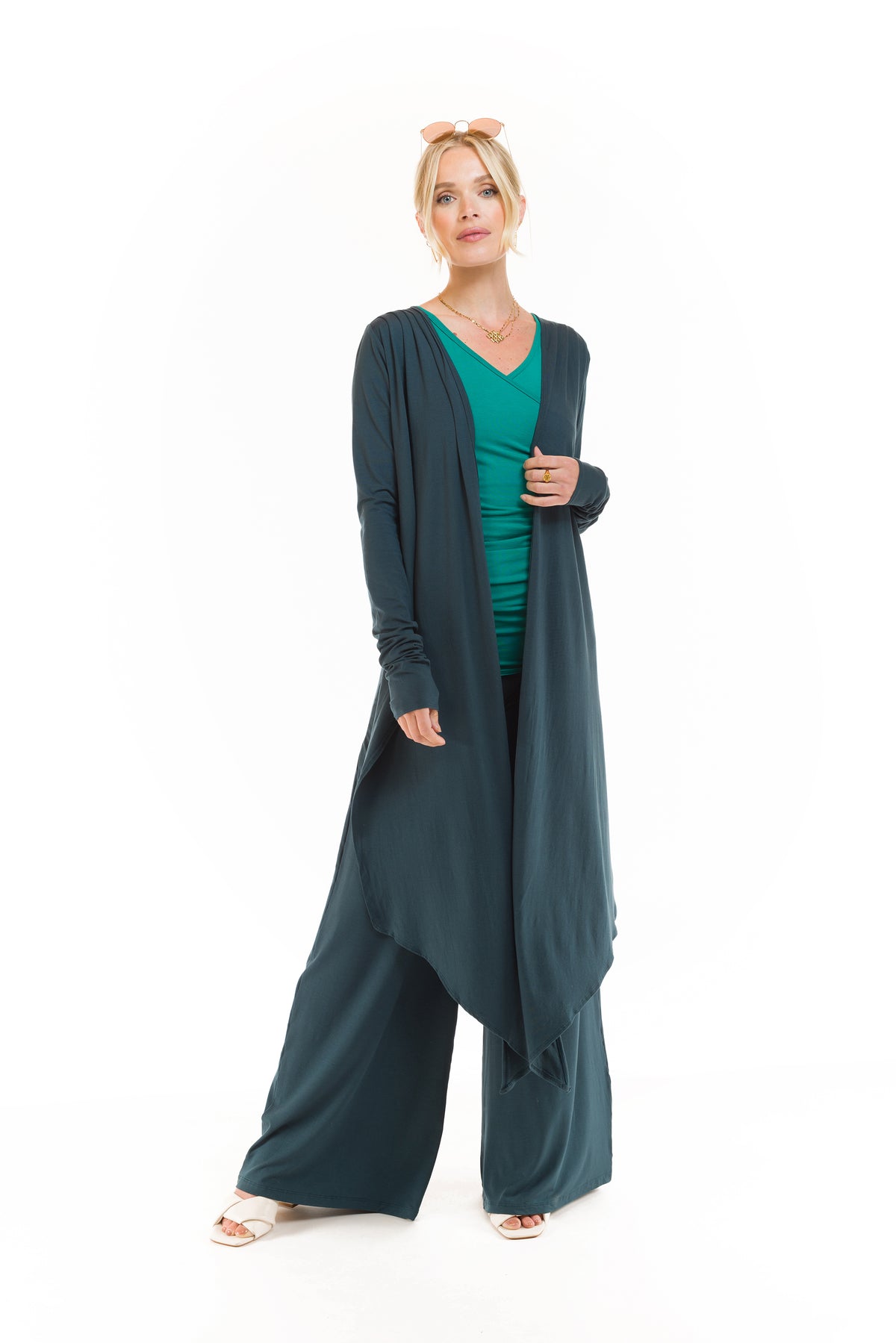 BAMBOO PALAZZO PANTS OCEAN GREEN