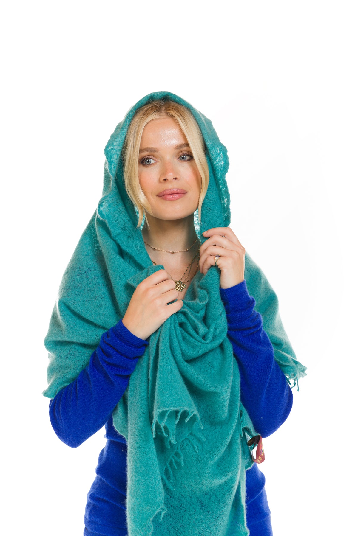 CASHMERE FELTED SCARF AQUA