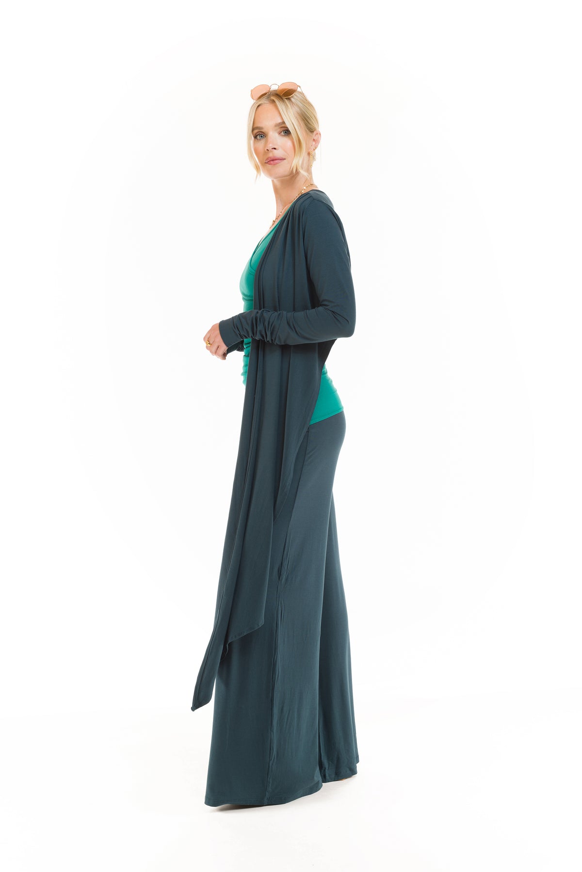 BAMBOO PALAZZO PANTS OCEAN GREEN