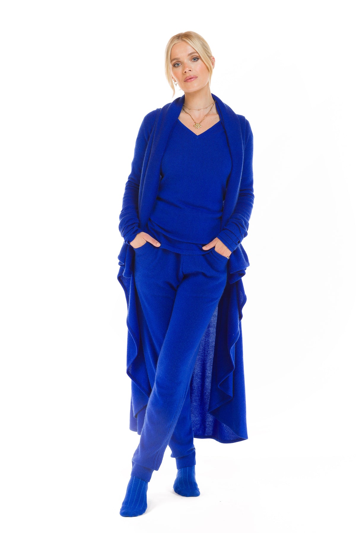 CASHMERE V-NECK TOP ROYAL BLUE