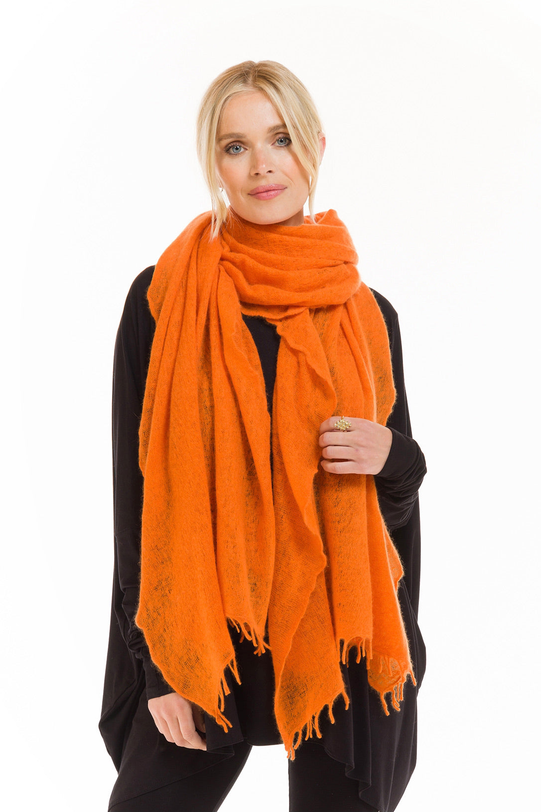 CASHMERE FELTED SCARF ORANGE