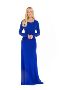 CASHMERE MAXI FITTED DRESS ROYAL BLUE