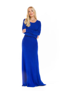 CASHMERE MAXI FITTED DRESS ROYAL BLUE