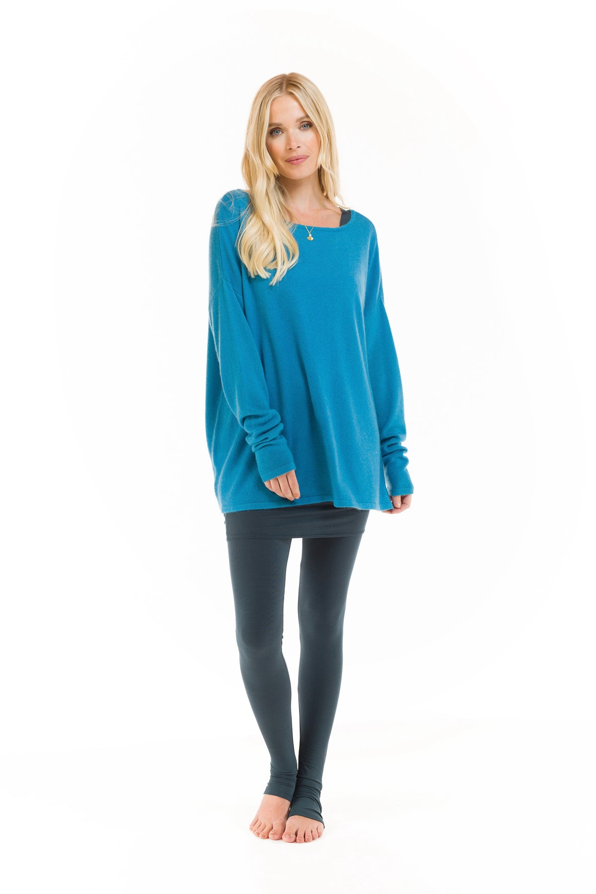 CASHMERE BOAT NECK JUMPER TURQUOISE