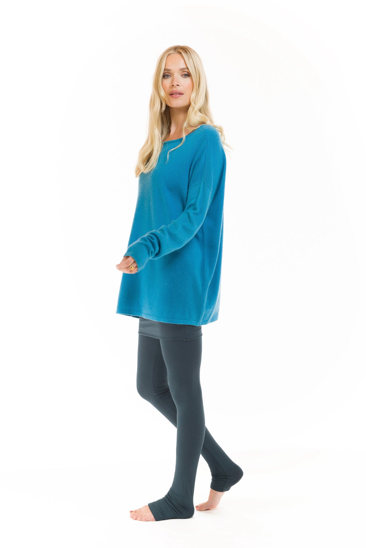 CASHMERE BOAT NECK JUMPER TURQUOISE