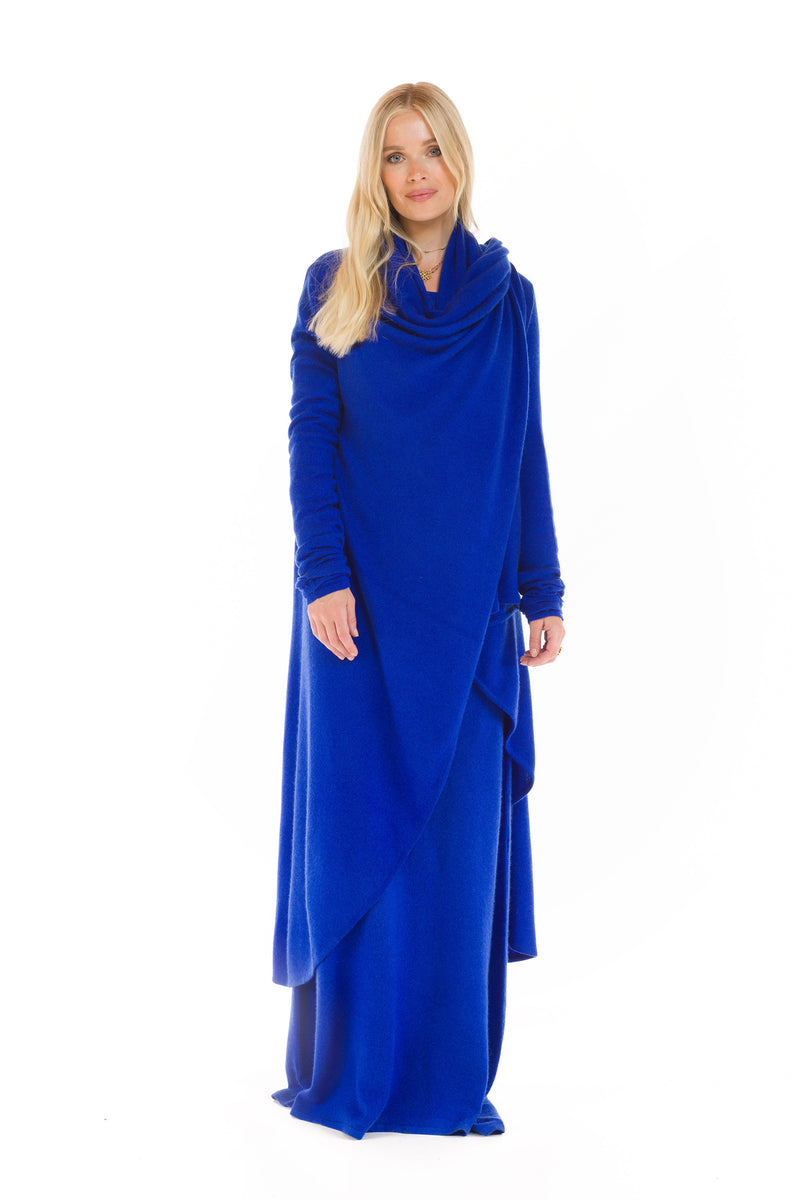 CASHMERE MAXI FITTED DRESS ROYAL BLUE
