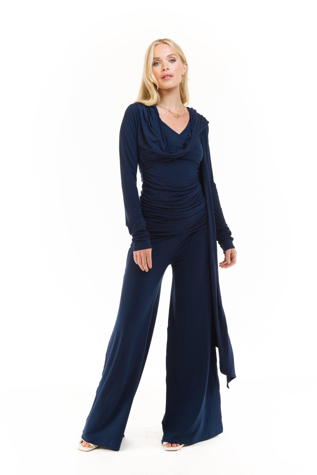 BAMBOO PALAZZO PANTS NAVY