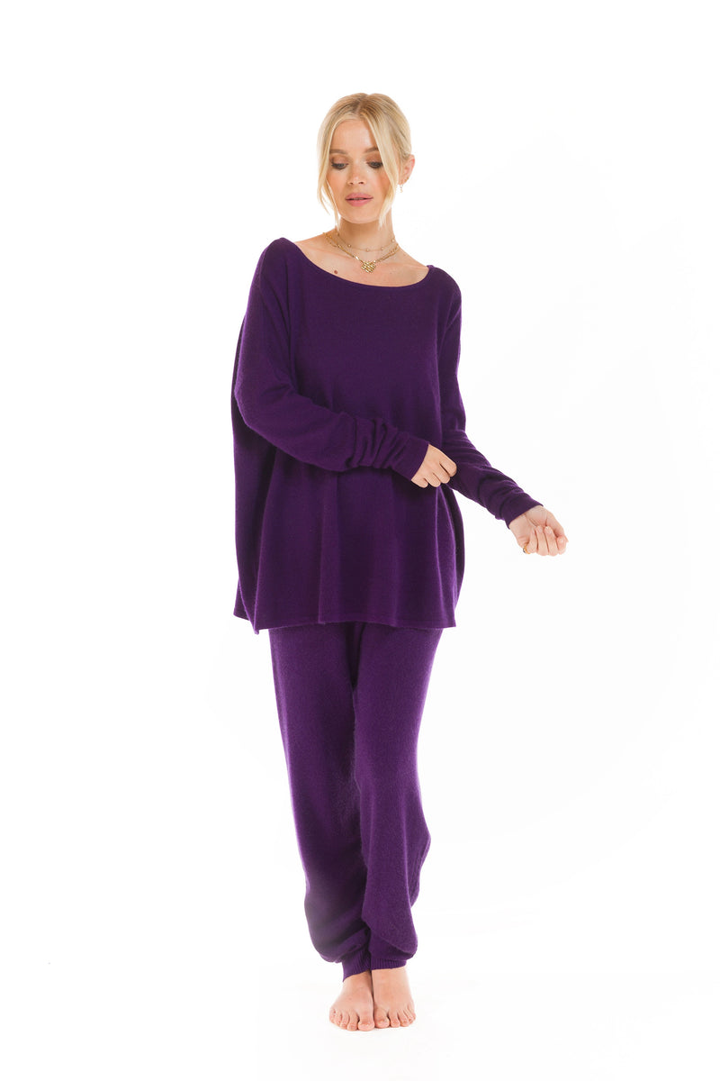 CASHMERE BOAT NECK JUMPER DEEP PURPLE