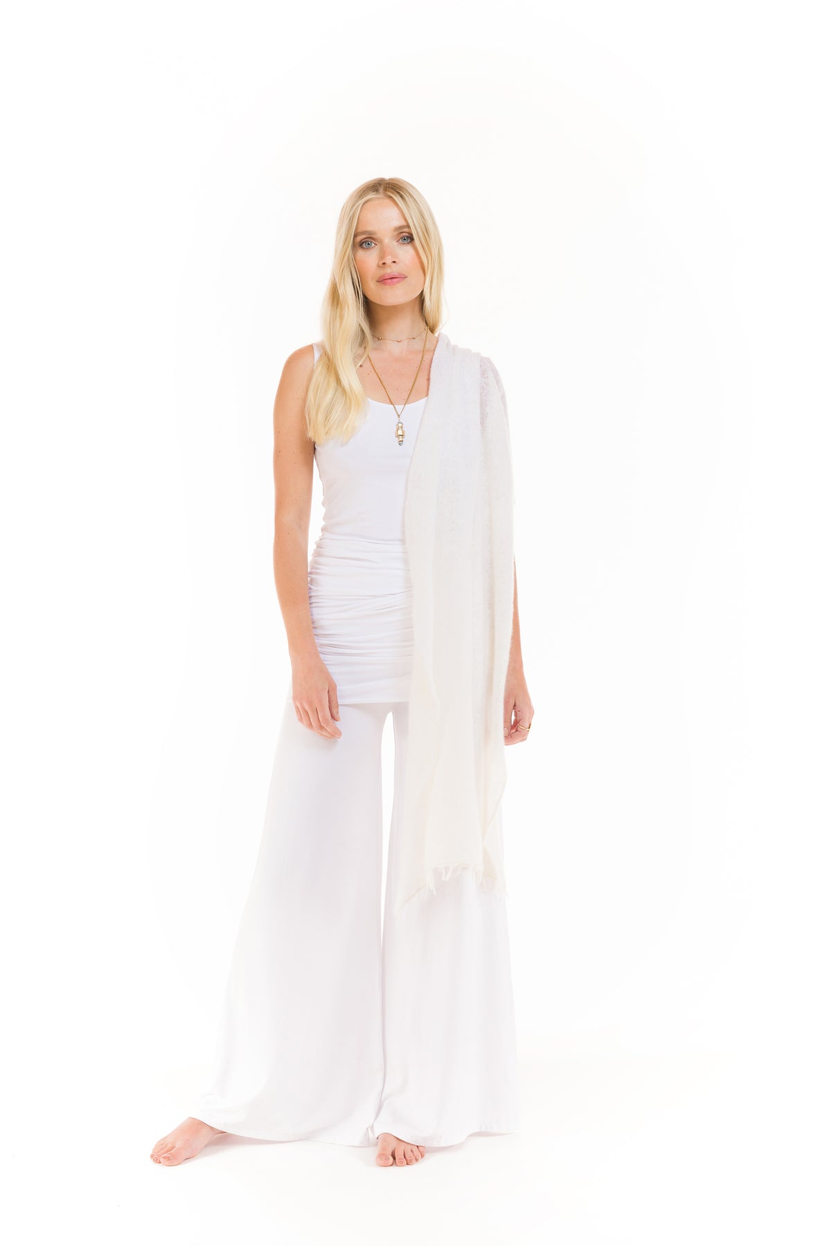 BAMBOO LONG VEST DRESS WHITE