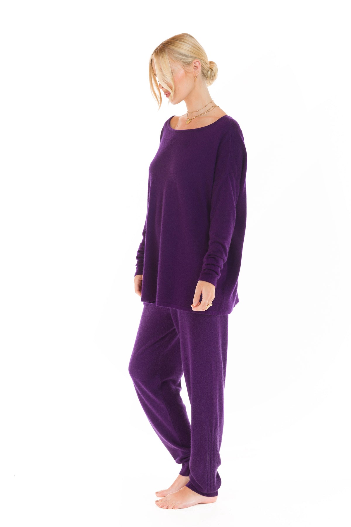 CASHMERE BOAT NECK JUMPER DEEP PURPLE