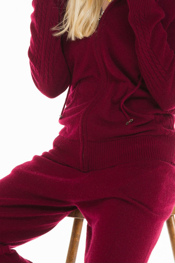 CASHMERE TRACKSUIT SET BURGUNDY