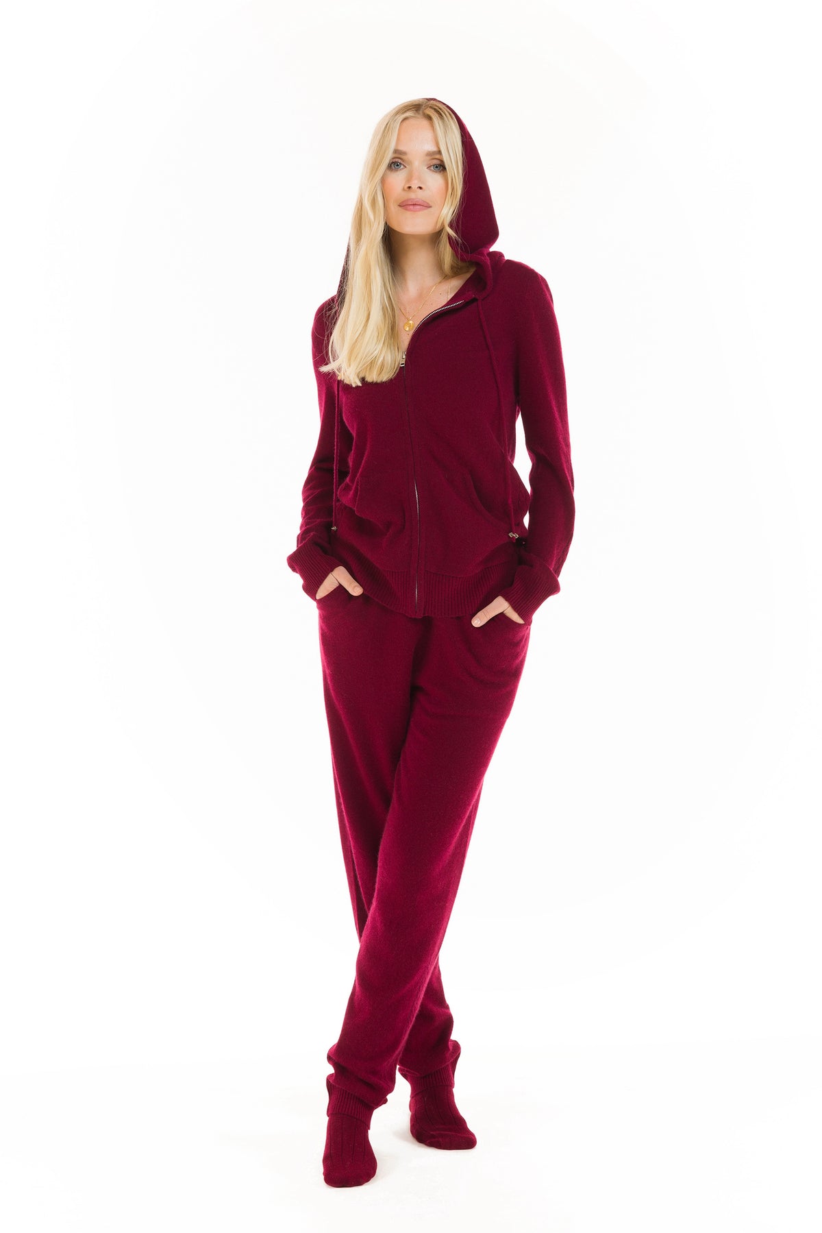 CASHMERE TRACKSUIT SET BURGUNDY