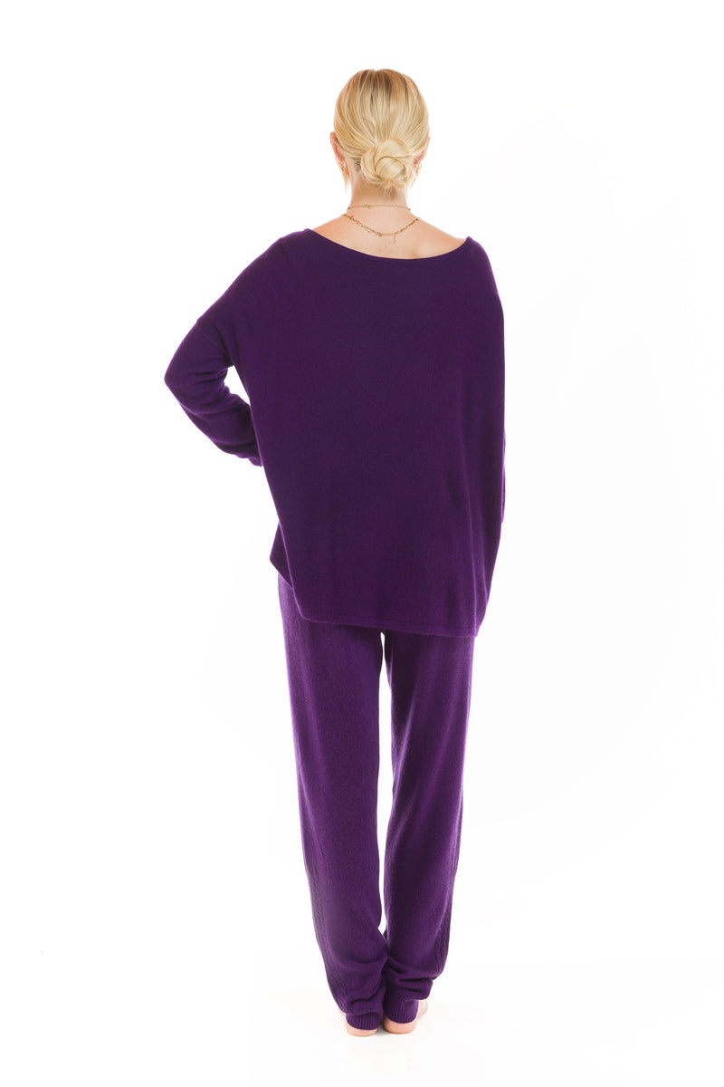 CASHMERE BOAT NECK JUMPER DEEP PURPLE