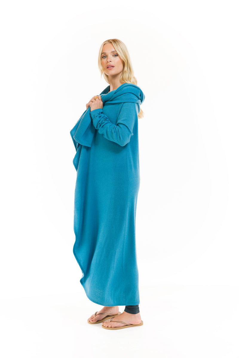 CASHMERE WATERFALL JACKET TURQUOISE