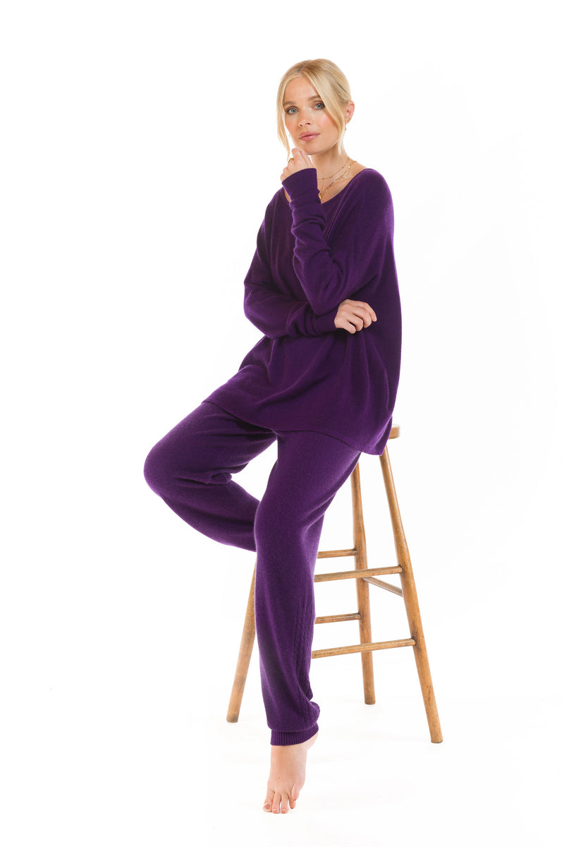 CASHMERE BOAT NECK JUMPER DEEP PURPLE