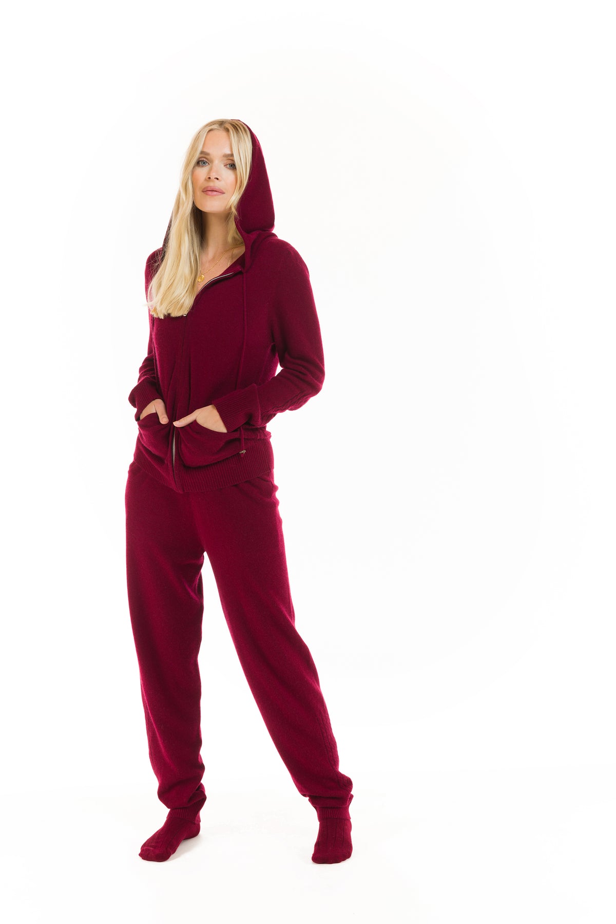 CASHMERE TRACKSUIT SET BURGUNDY