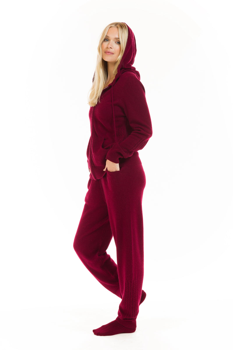 CASHMERE TRACKSUIT SET BURGUNDY