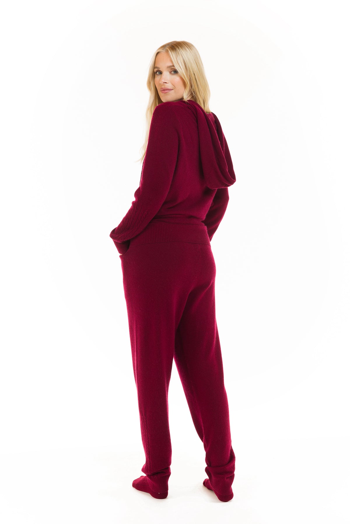 CASHMERE TRACKSUIT SET BURGUNDY