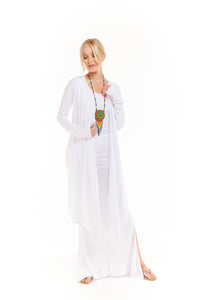 BAMBOO LONG VEST DRESS WHITE