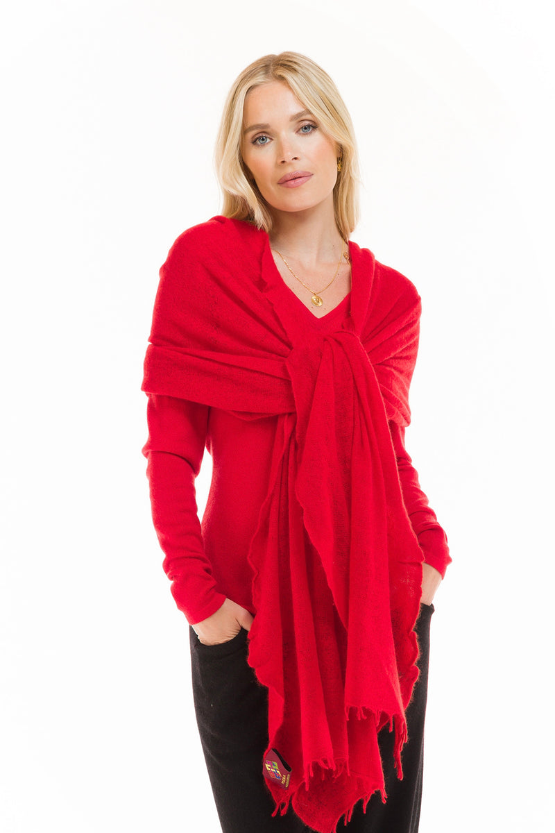 CASHMERE FELTED SCARF RED