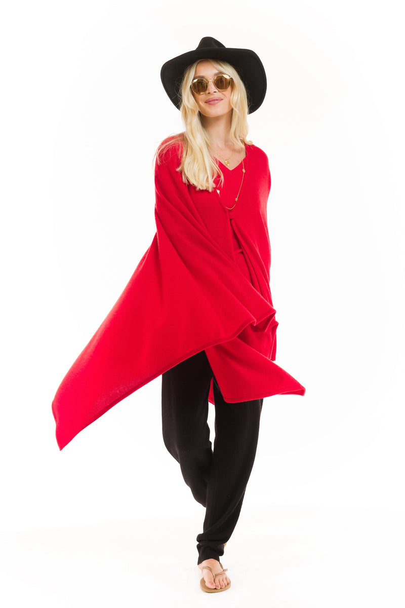 CASHMERE V-NECK TOP RED