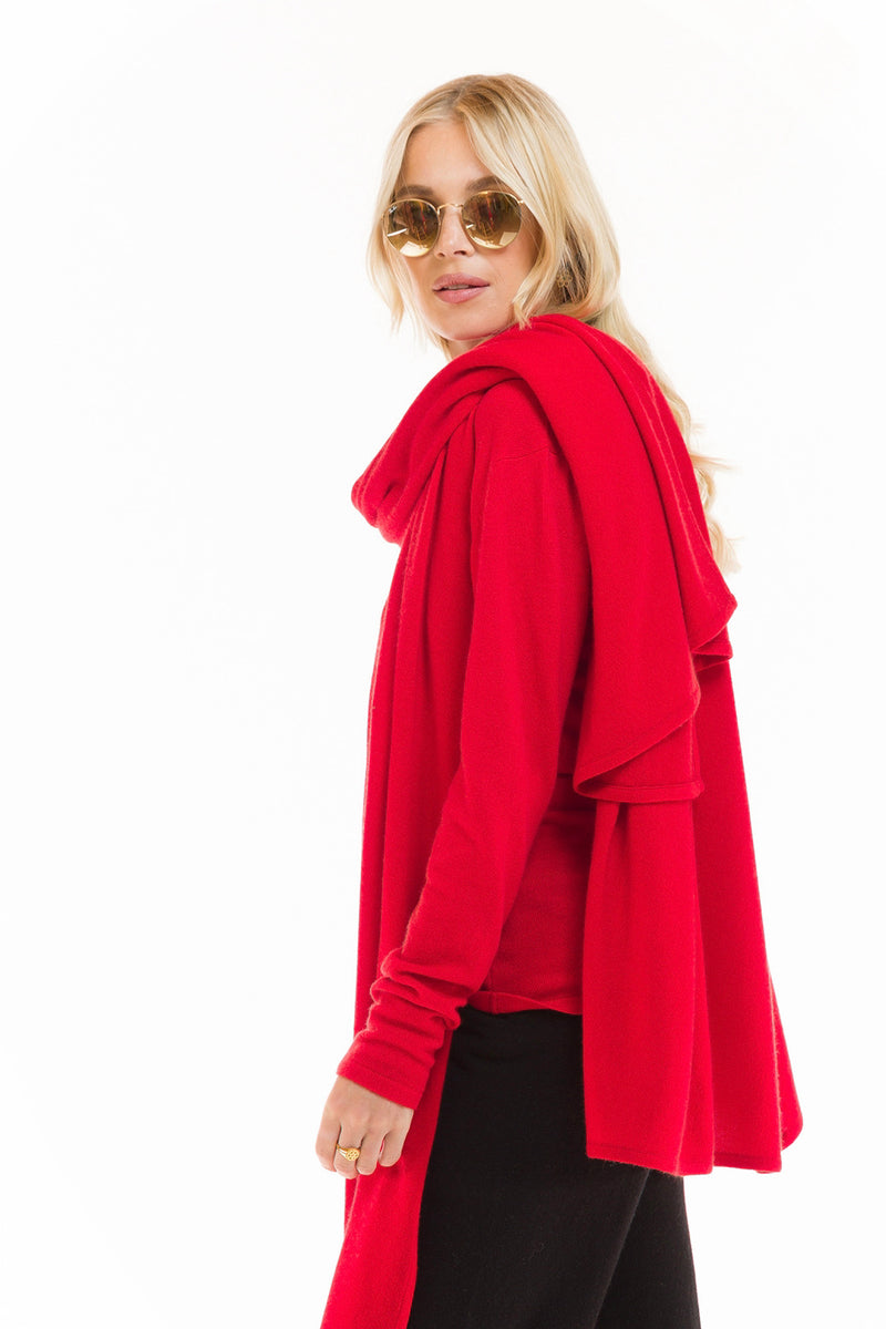 CASHMERE V-NECK TOP RED