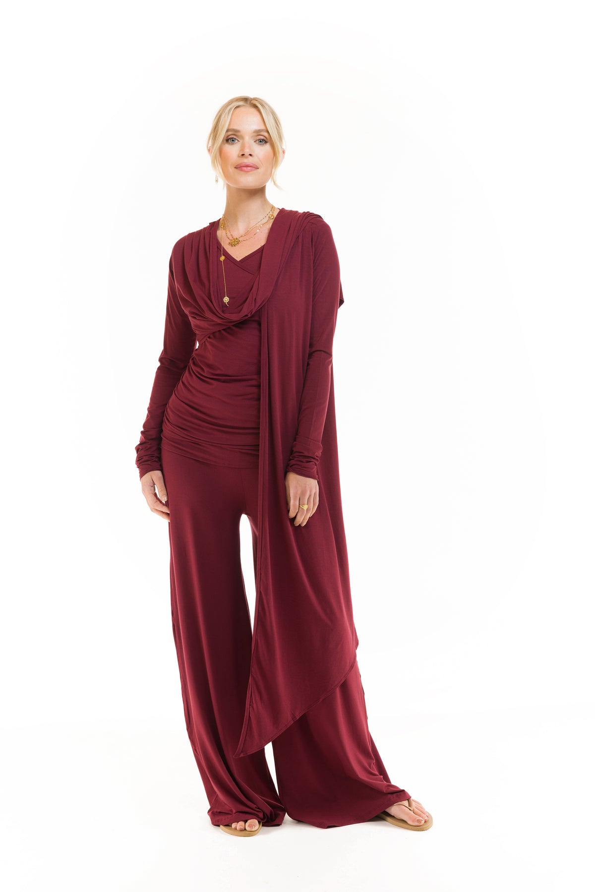 DRAPE SHRUG BURGUNDY