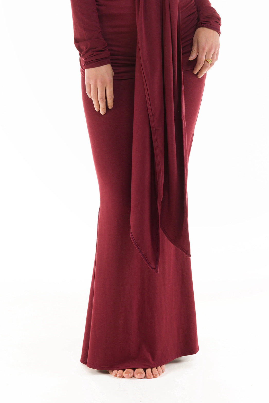 BAMBOO SIDE SLIT SKIRT BURGUNDY