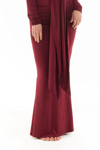 BAMBOO SIDE SLIT SKIRT BURGUNDY