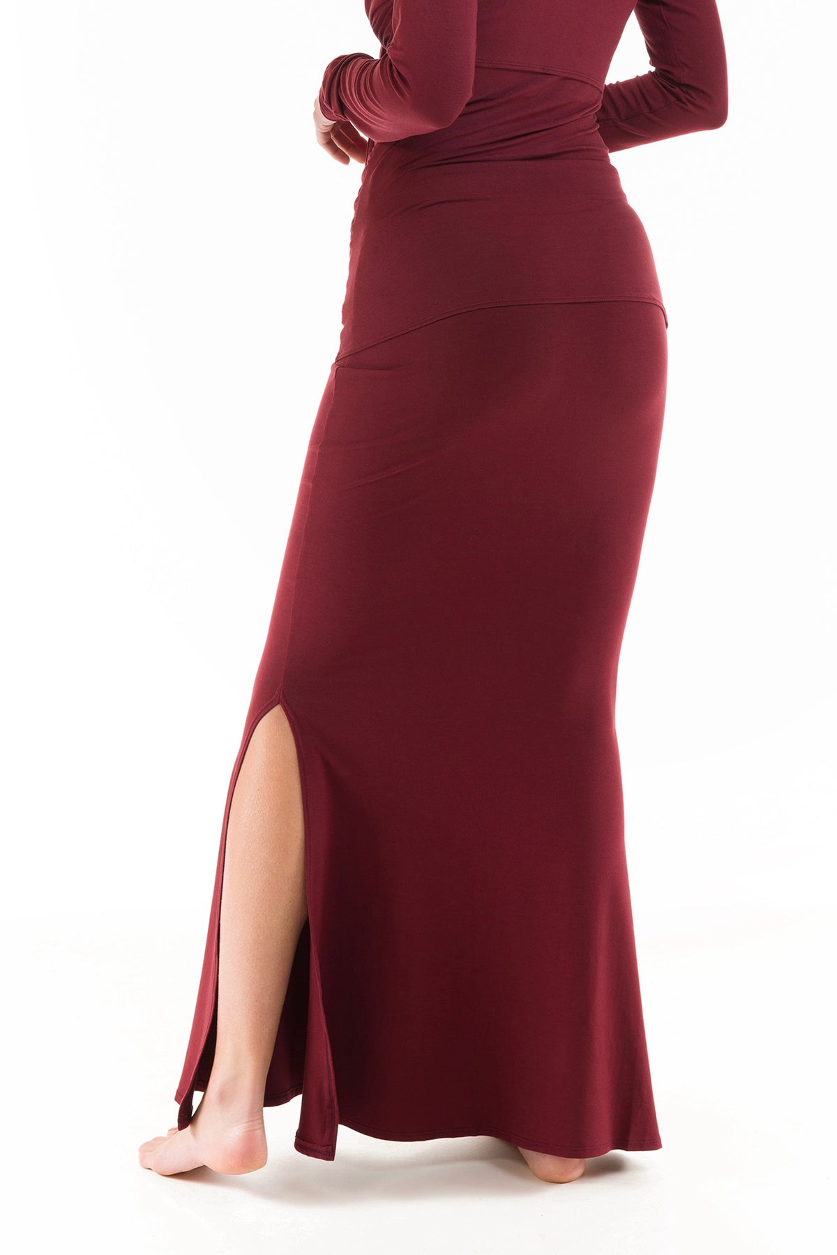 SIDE SLIT SKIRT BURGUNDY