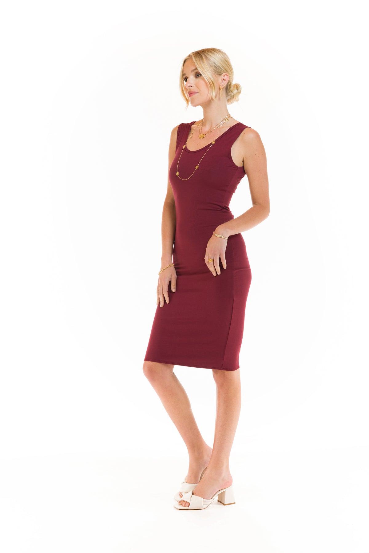 BAMBOO LONG VEST DRESS BURGUNDY