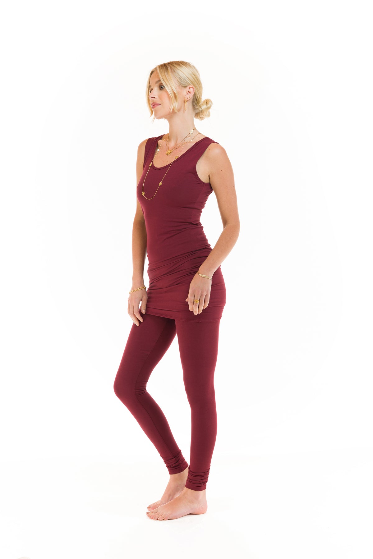 BAMBOO LONG VEST DRESS BURGUNDY