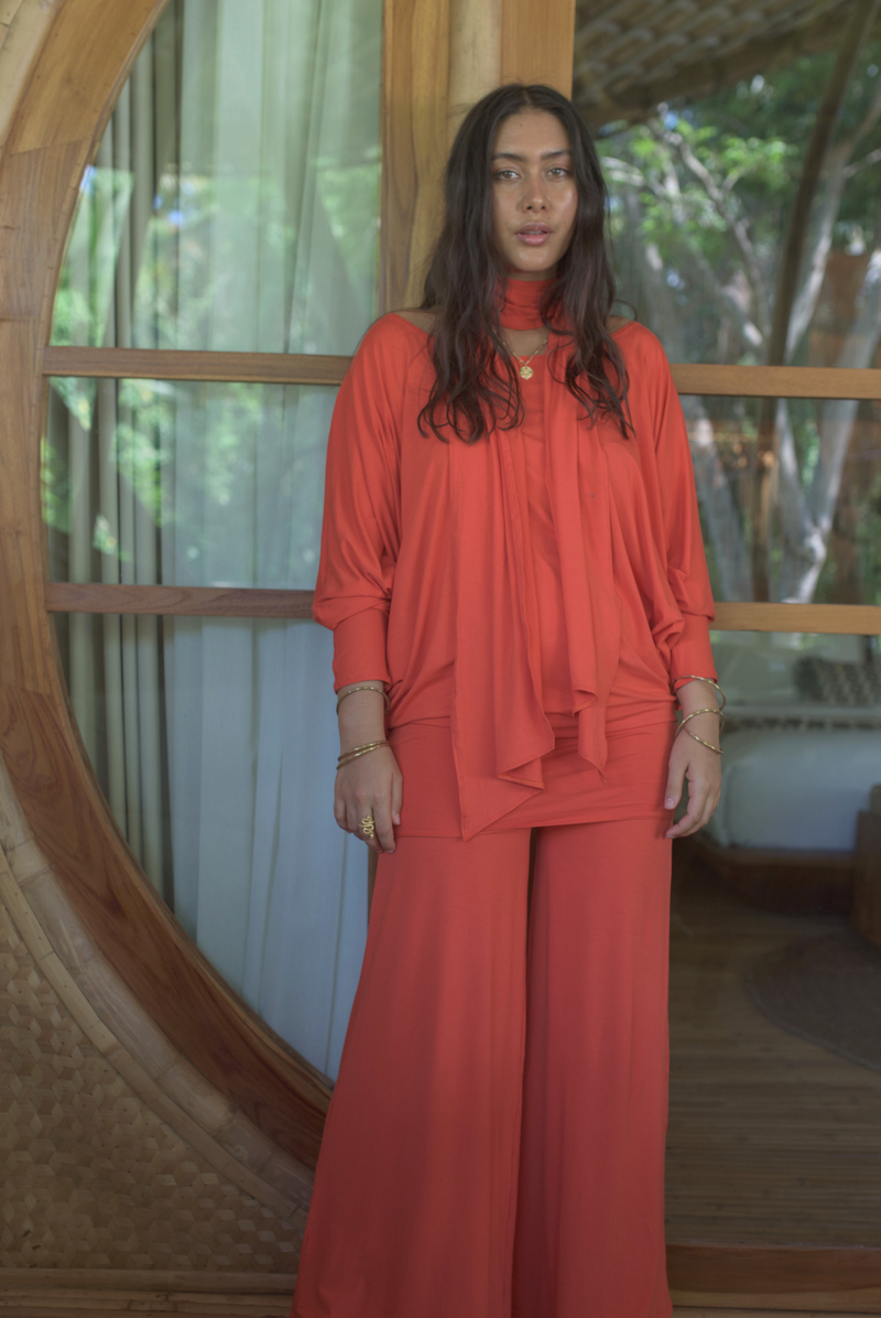 BAMBOO PALAZZO PANTS SPICY ORANGE