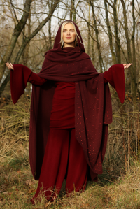 CASHMERE MAXI FITTED DRESS BURGUNDY