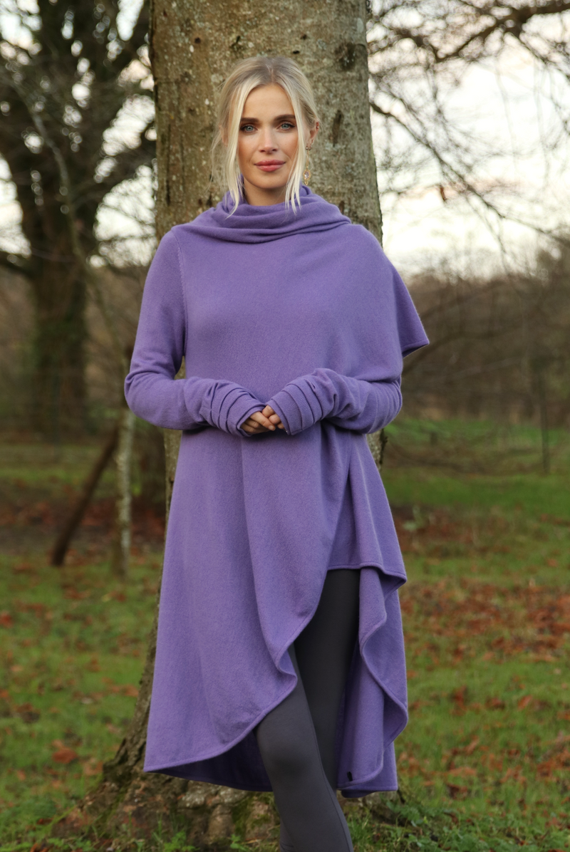 100% CASHMERE WATERFALL JACKET LAVENDER